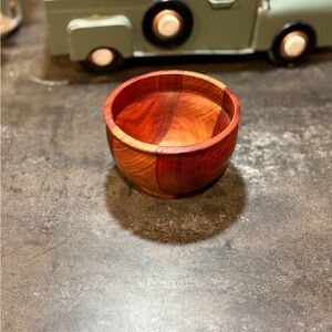 Handcrafted Wooden Bowl - Red and Brown 5”x3.5”